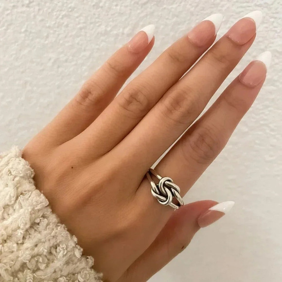925 Sterling Silver Knot Ring Stackable Ring Dainty Ring Band Twist Ring - Picture 3 of 11